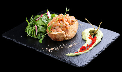 Salmon Tartar with avocado sauce