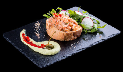 Salmon Tartar with avocado sauce
