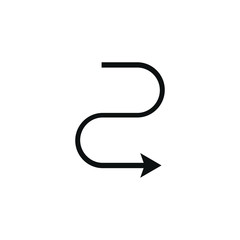 Simple black icon on white background. Repeat icon. Vector illustration web design element. curve arrow