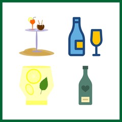 4 alcoholic icon. Vector illustration alcoholic set. wine and cocktail bar icons for alcoholic works
