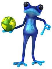 Fun blue frog - 3D Illustration