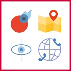 4 globe icon. Vector illustration globe set. planet and map icons for globe works