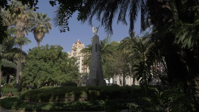 View of Andalucian architecture from Parque de Malaga, Malaga, Andalucia, Spain, Europe
