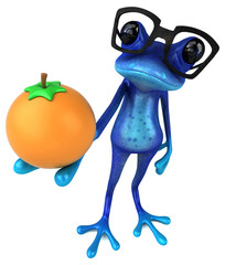 Fun blue frog - 3D Illustration