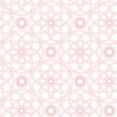  White and pink seamless pattern in oriental arabic style