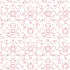  White and pink seamless pattern in oriental arabic style