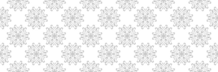 Floral gray seamless pattern. On white background