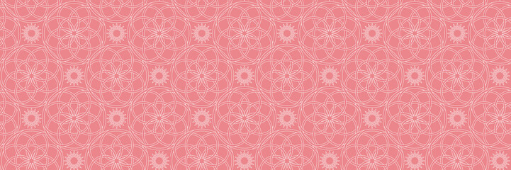 White and pink seamless pattern in oriental style. Arabic background