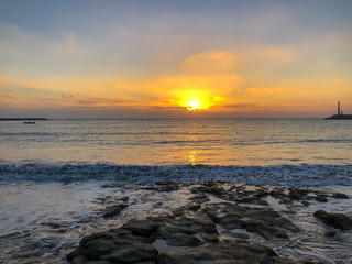 Morning ebb on the beach in Costa Teguise.