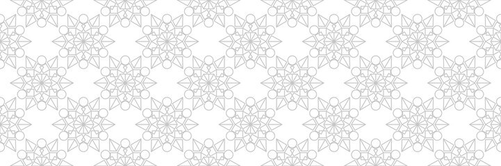 Geometric gray print on white seamless background