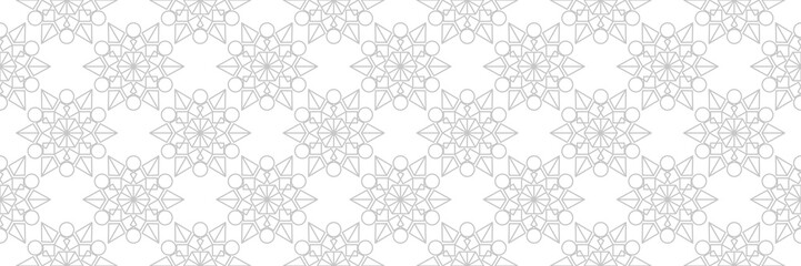Geometric gray print on white seamless background