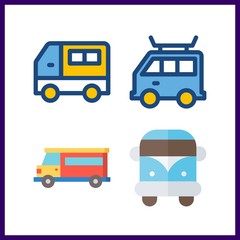 4 delivering icon. Vector illustration delivering set. van icons for delivering works