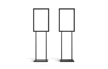 Indoor Pedestal Steel Sign Stand poster banner advertisement Display, Lobby Menu Board, 3D Illustration