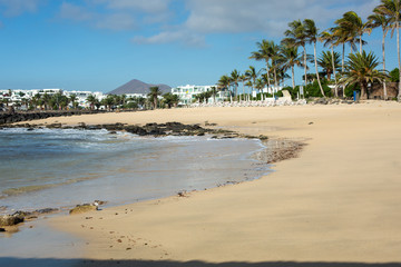 Morning ebb on the beach in Costa Teguise.