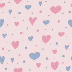 Fototapeta na wymiar Seamlees pattern with hand drawn hearts. Valentine's Day, Mother's Day and Women's Day. Vector