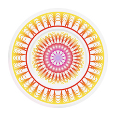 decorative plates for interior design. Empty dish, porcelain plate mock up design. Vector illustration. Decorative plates with Mandala ornament patterns. Home decor background