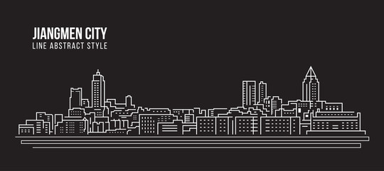 Obraz premium Cityscape Building Line art Vector Illustration design - Jianmen city