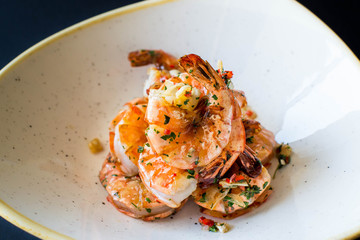 shrimp with sauce and rice