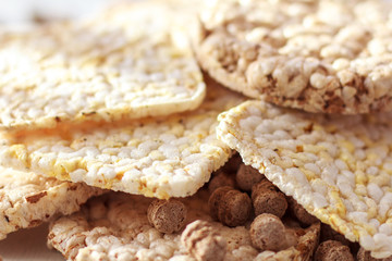 Healthy wheat crackers, crispbreads, grain crackers. The concept of health, diet, proper nutrition. 