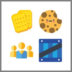 4 stack icon. Vector illustration stack set. cookie and box icons for stack works
