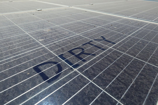 Dirty Dusty Solar Panels with Text DIRTY