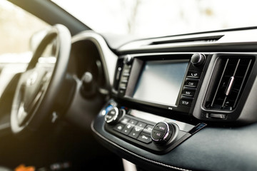 Hybrid car dashboard speedometer .