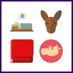 4 sleep icon. Vector illustration sleep set. blanket and newborn icons for sleep works