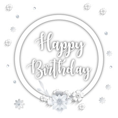 Elegant White Happy Birthday Greeting Card