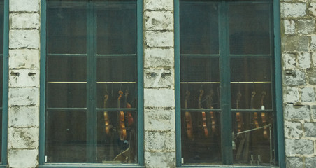 Violins in a shop window