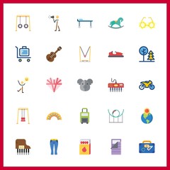 25 leisure icon. Vector illustration leisure set. roller coaster and swings icons for leisure works