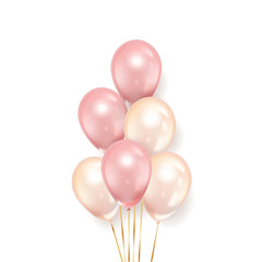 Realistic pink balloons isolated on white background. Vector illustration.