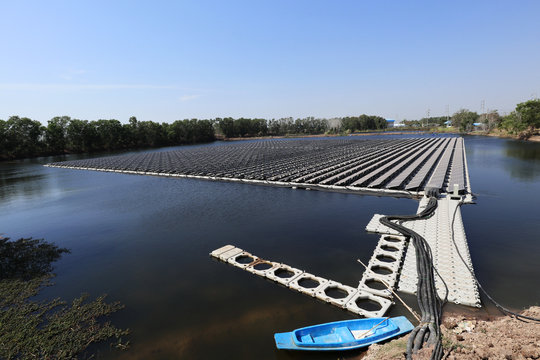 Floating Solar PV System under construction