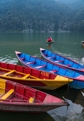 Rowing boats, Phewa Lake, Pokhara, Nepal, Asia