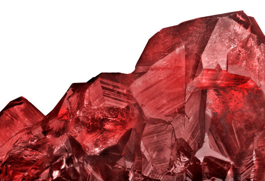 large red ruby crystals closeup
