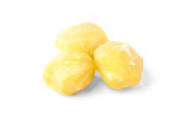 Boiled potatoes isolated on white background. 