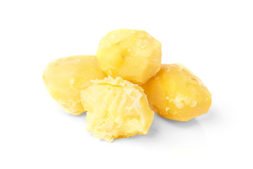 Boiled potatoes isolated on white background. 