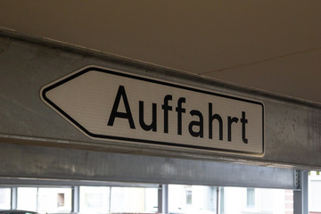 Departure sign in the Underground garage