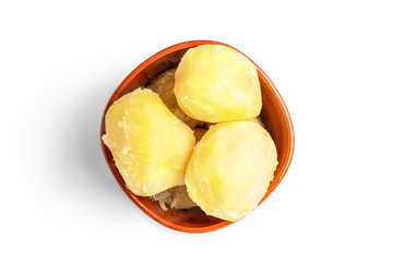 Boiled potatoes isolated on white background. 