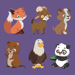 Set of six different animal species