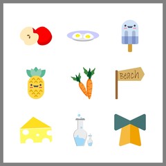 9 organic icon. Vector illustration organic set. bell and pineapple icons for organic works
