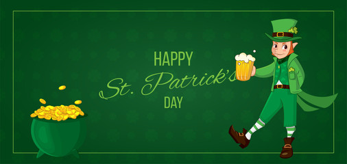 Saint Patricks Day Card with Treasure of Leprechaun