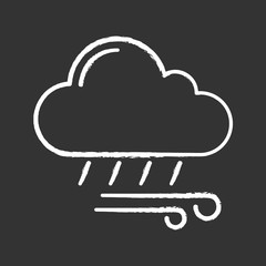 Rainy and windy weather chalk icon
