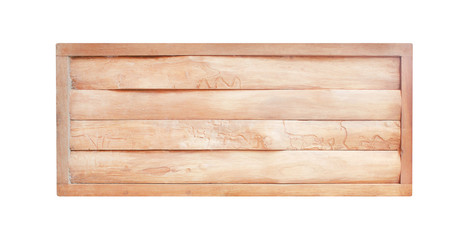 Empty  wood sign texture in horizontal natural patterns isolated on white background with clipping path