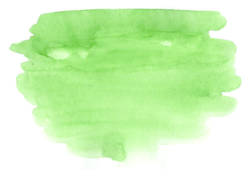 Green watercolor background hand painted watercolor texture on white paper
