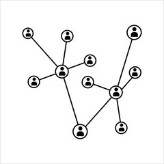 Network Connection, Hub, Social Network Isolated Flat Line Icon Design