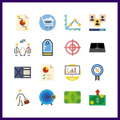 16 market icon. Vector illustration market set. shopping cart and line graph icons for market works