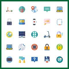 25 tech icon. Vector illustration tech set. microchip and chat icons for tech works