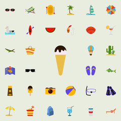 ice-cream in a horn flat icon. colored Summer icons universal set for web and mobile