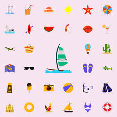 surfing with a sail flat icon. colored Summer icons universal set for web and mobile