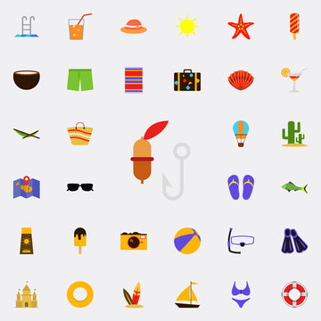 float and hook flat icon. colored Summer icons universal set for web and mobile